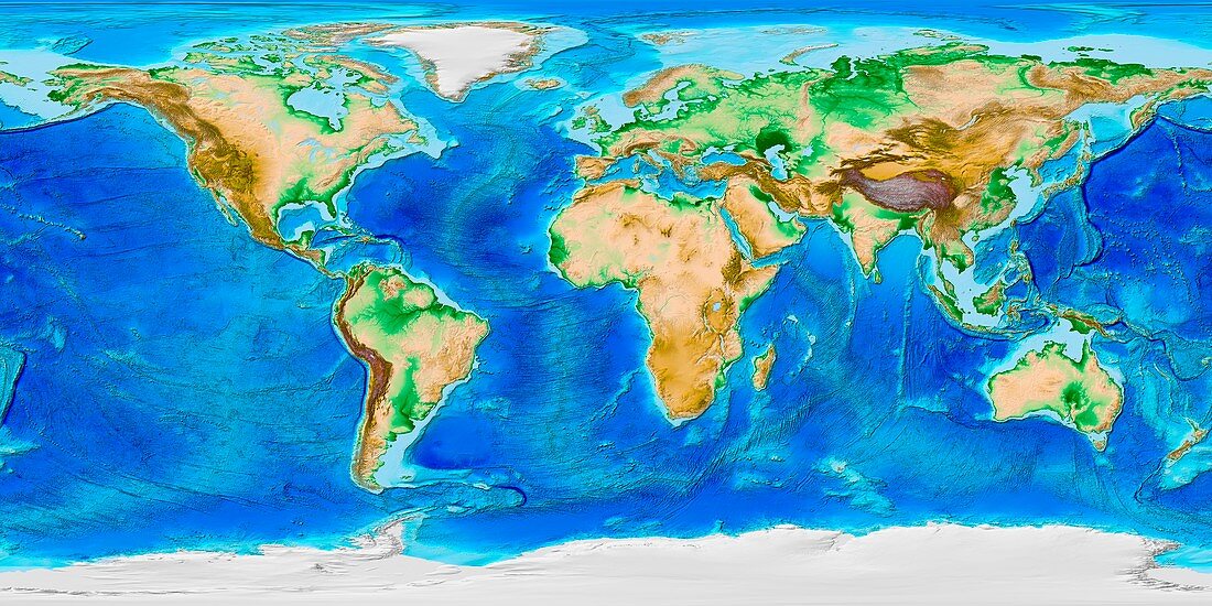 Global land and sea floor topography