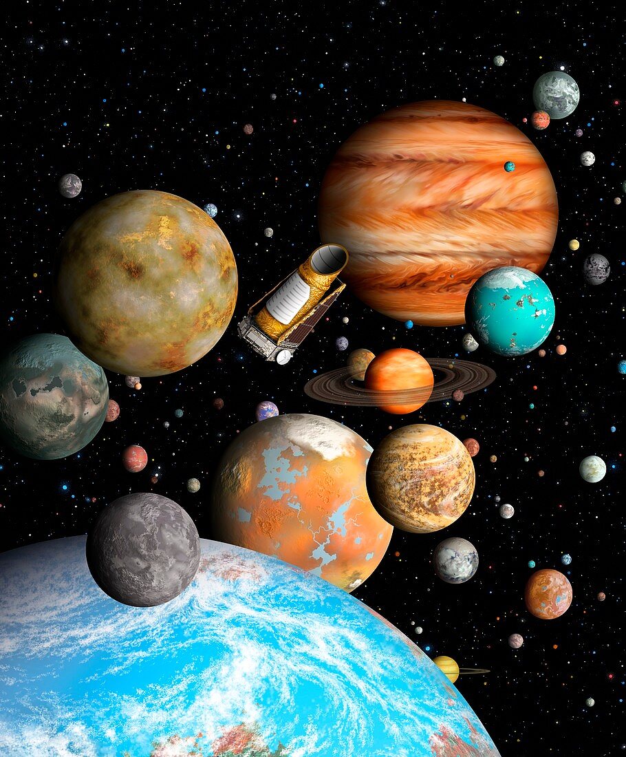 Kepler Mission and exoplanets,artwork