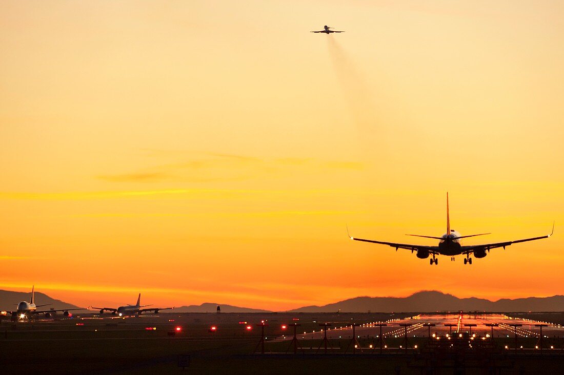 Airport at sunset