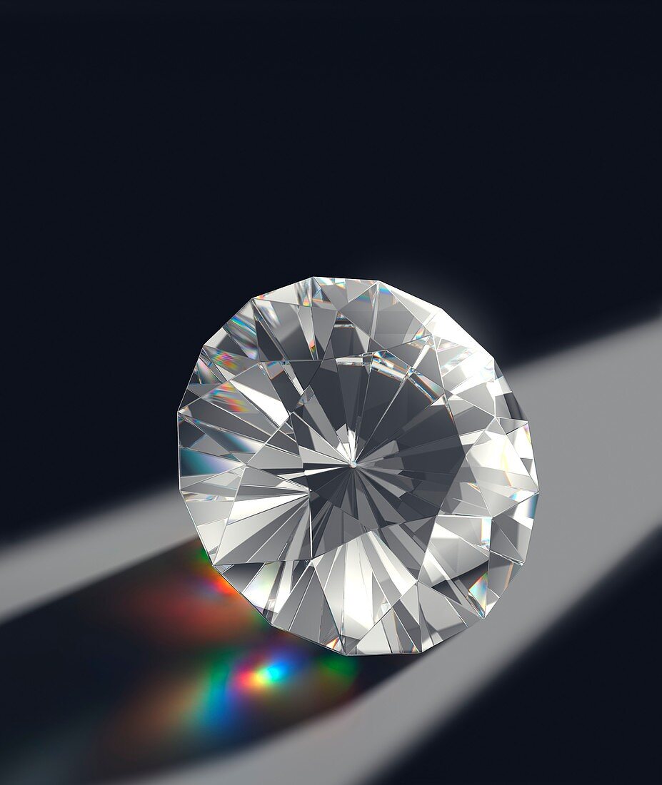 Cut Diamond with Colour Refractions
