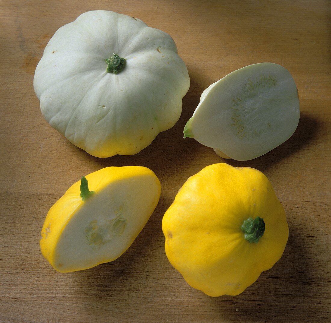 Two Squash; One Yellow and One White