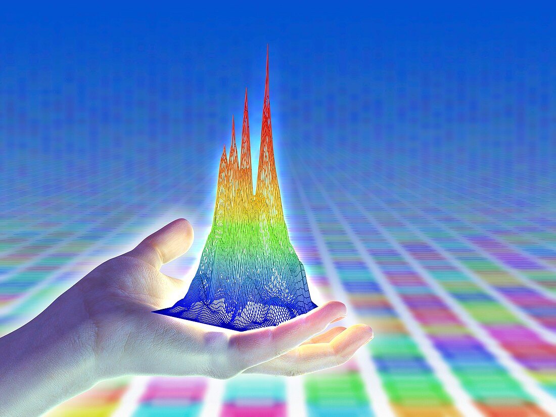 3D surface graph and hand,artwork