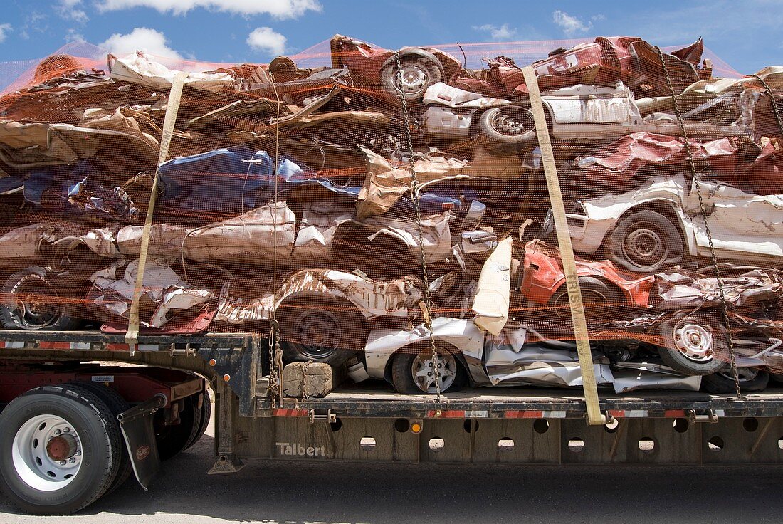 Scrap Cars in Transit for Recycling