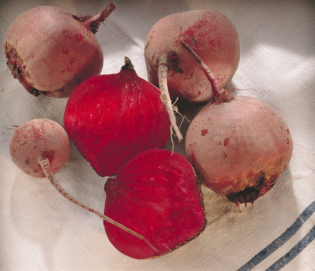 Whole Red Beets with One Cut in Half
