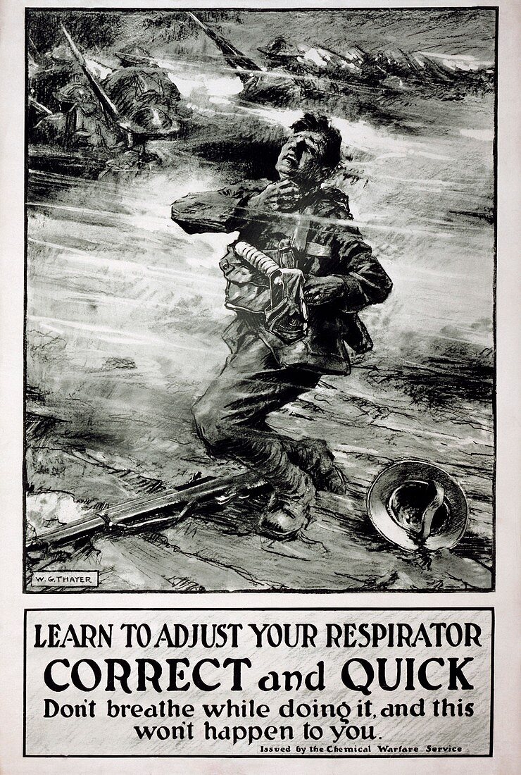 Gas warfare poster,World War I