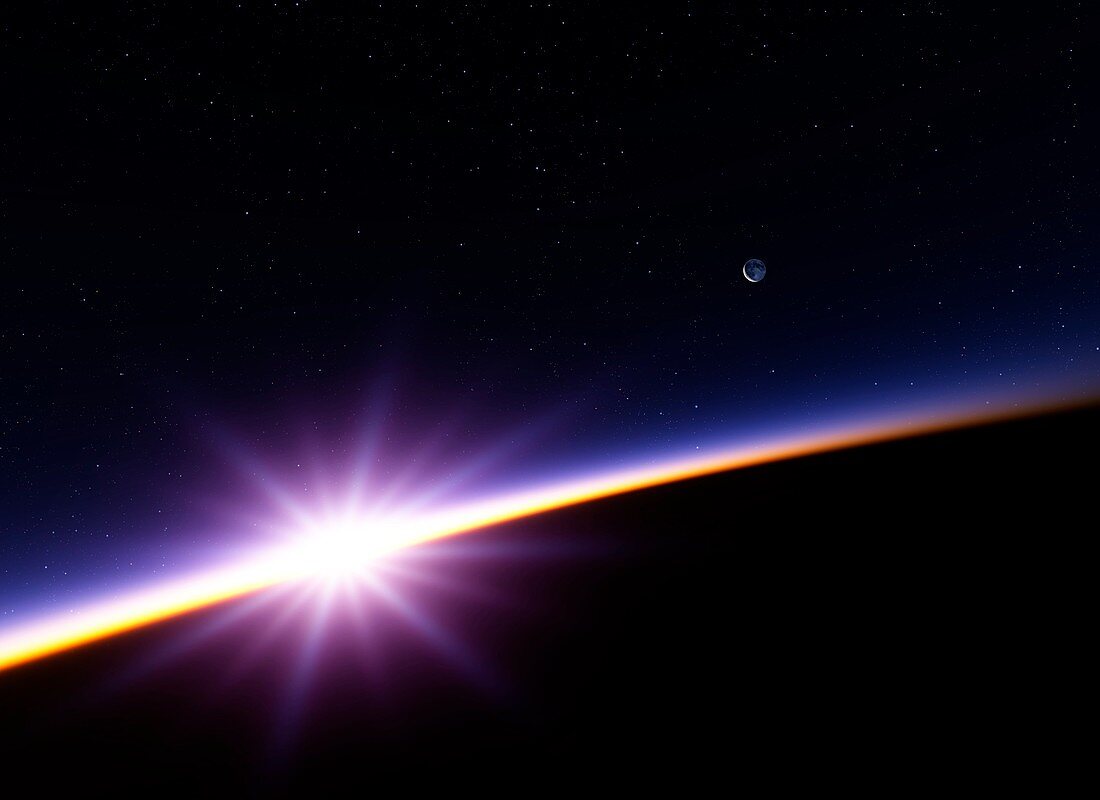 Sunset in Earth orbit,artwork