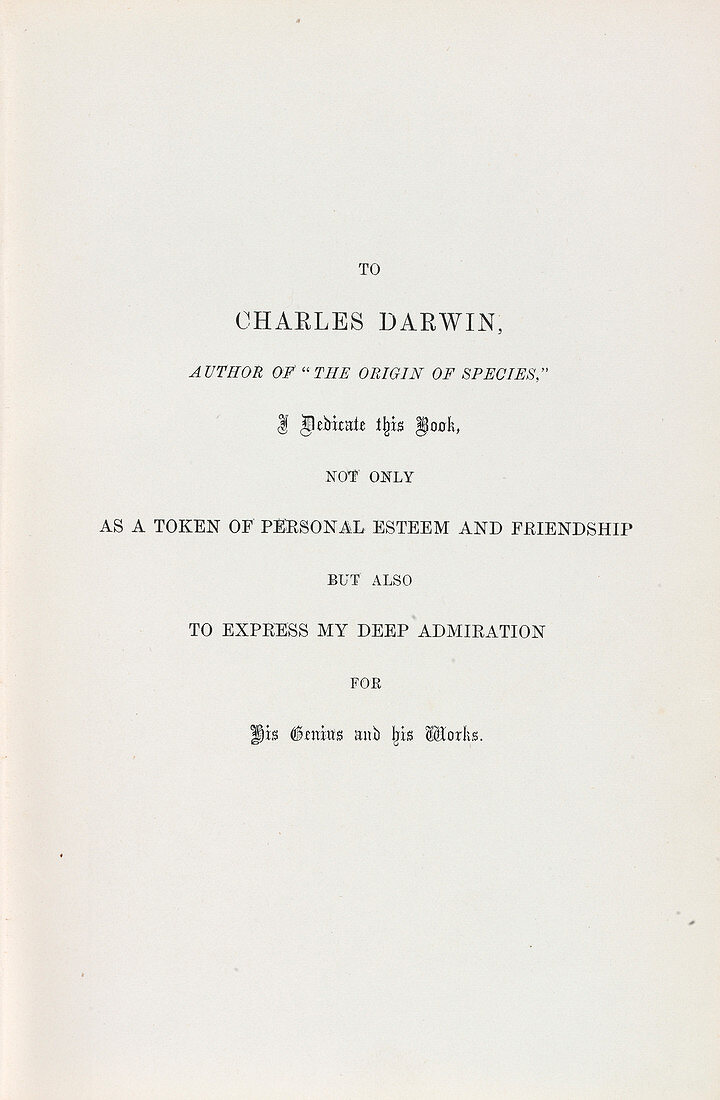 Dedication by Wallace to Darwin,1869