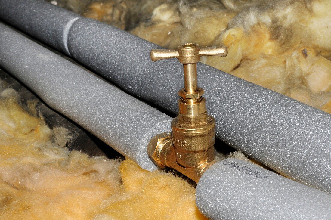 Water pipe insulation and tap