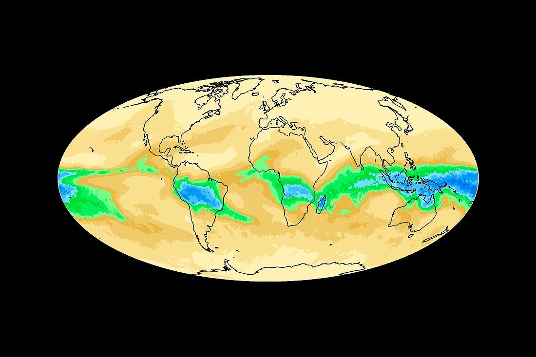 Global water vapour levels,January 2003
