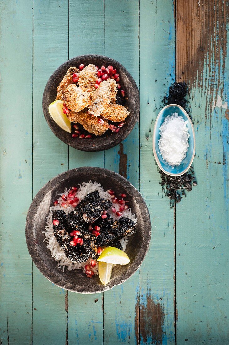 Chicken wings with a sesame seed crust