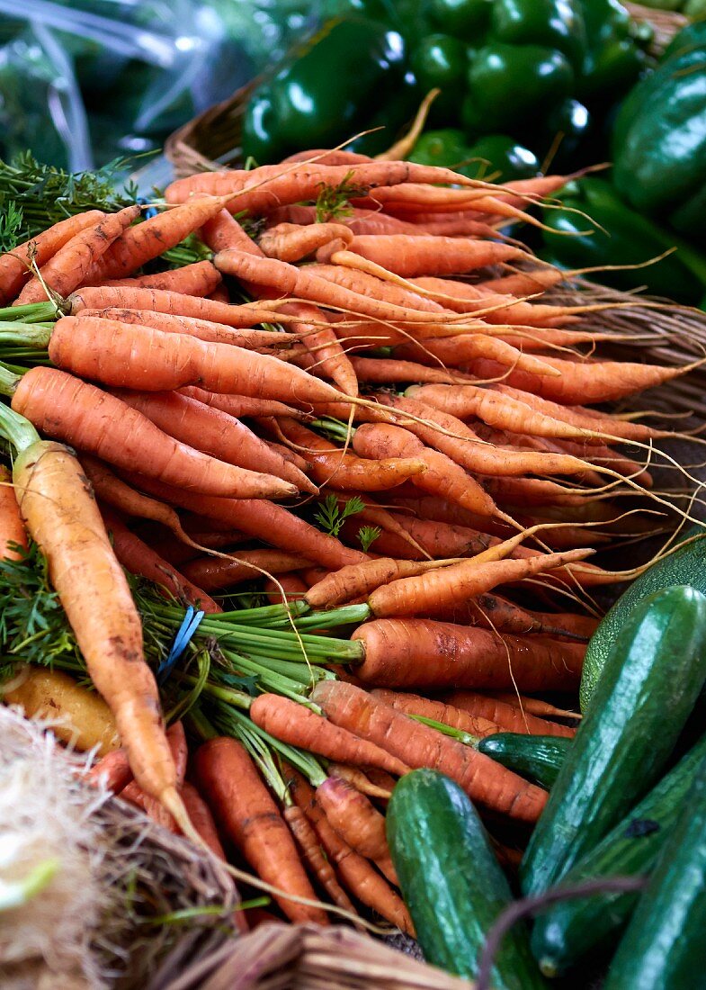 Fresh carrots at a market