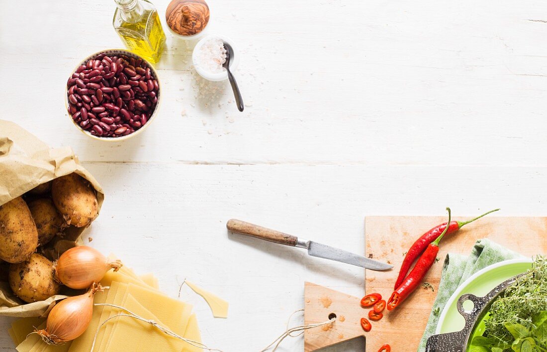 An arrangement of ingredients for spicy dishes