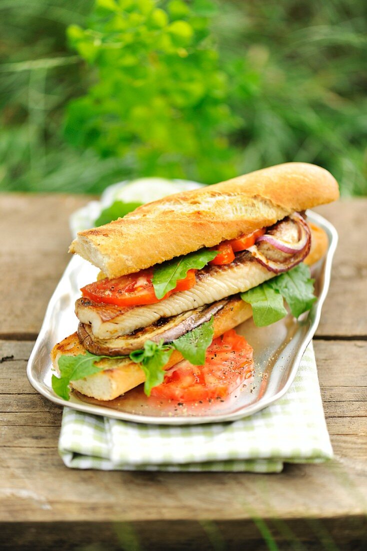 Wels-Sandwich mit Grillgemüse