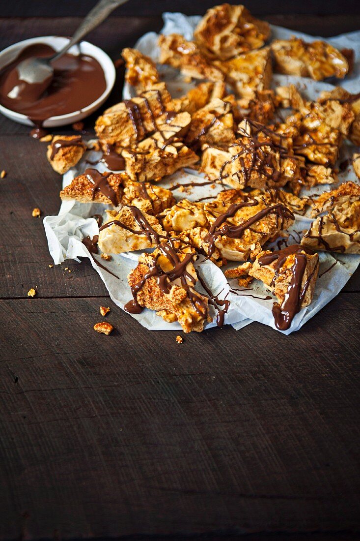 Chocolate-drizzled honeycomb