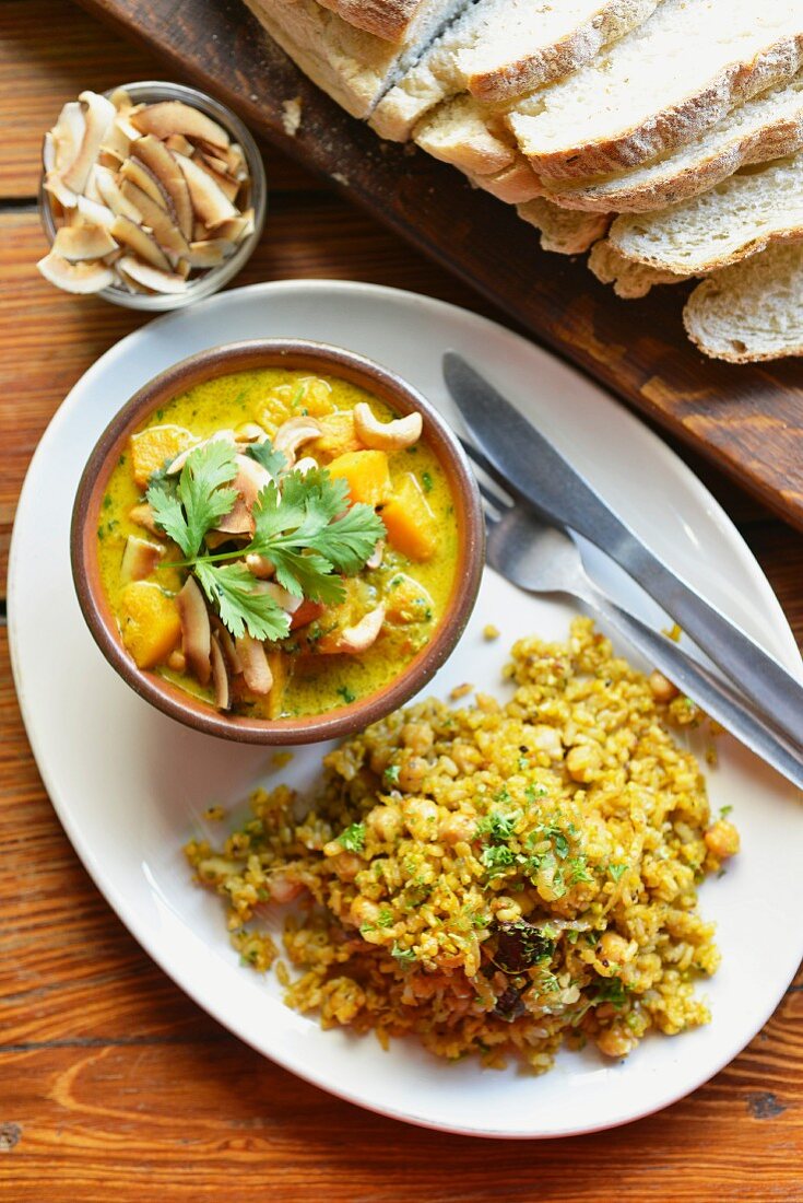Pumpkin curry with cashew nuts