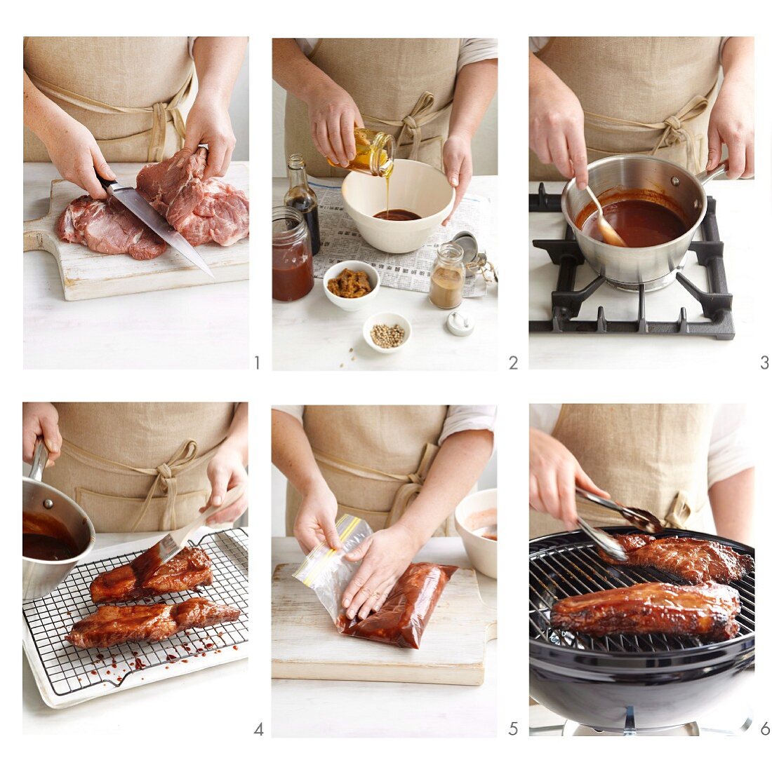 Char siu (grilled pork) being made