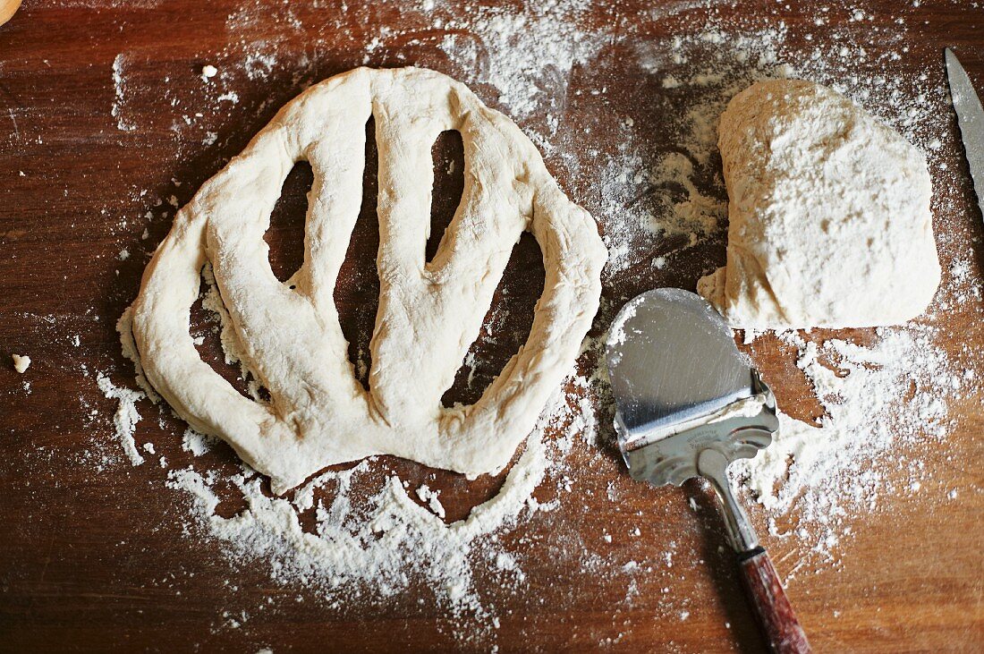 Fougasse, ungebacken