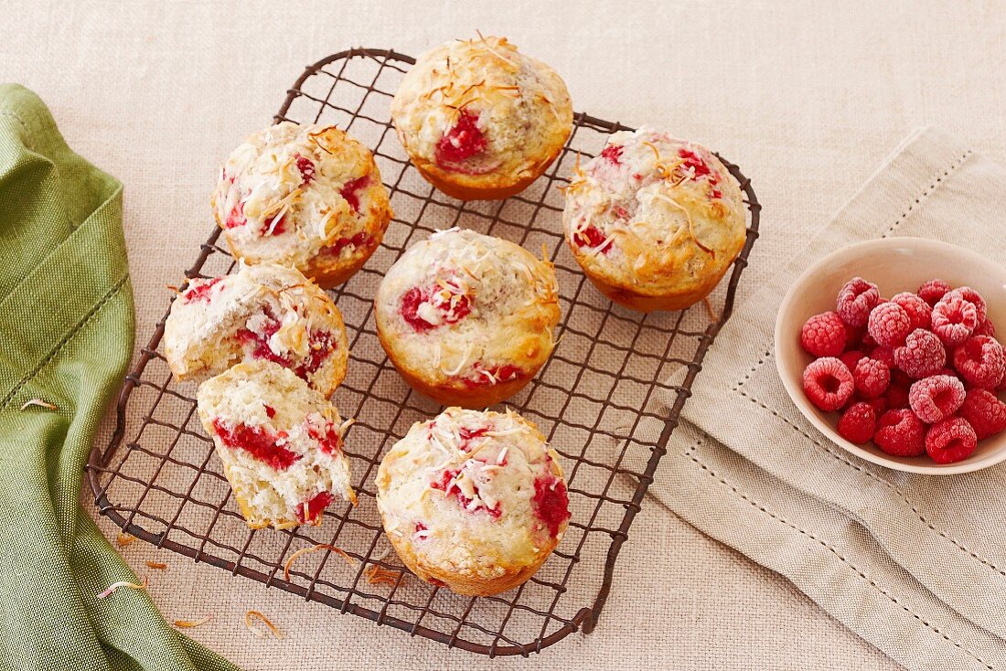 Coconut and raspberry muffins
