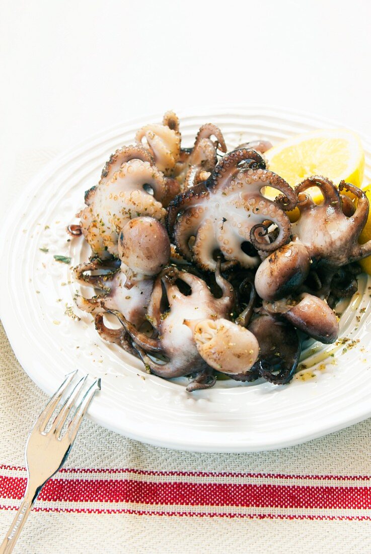 Grilled octopus with lemon (Greece)