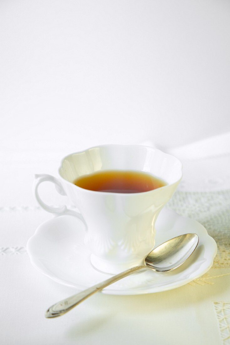 Tea in a white porcelain cup