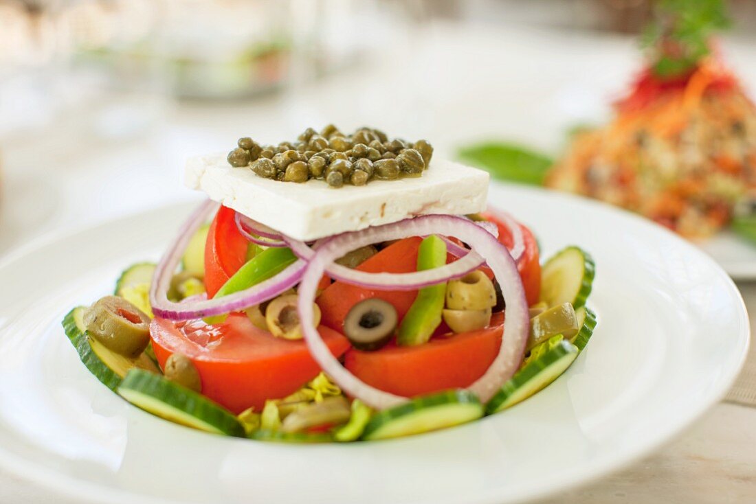 Griechischer Salat in einem Café in South Beach, Miami, Florida