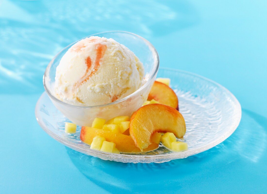 Peach and mango ice cream