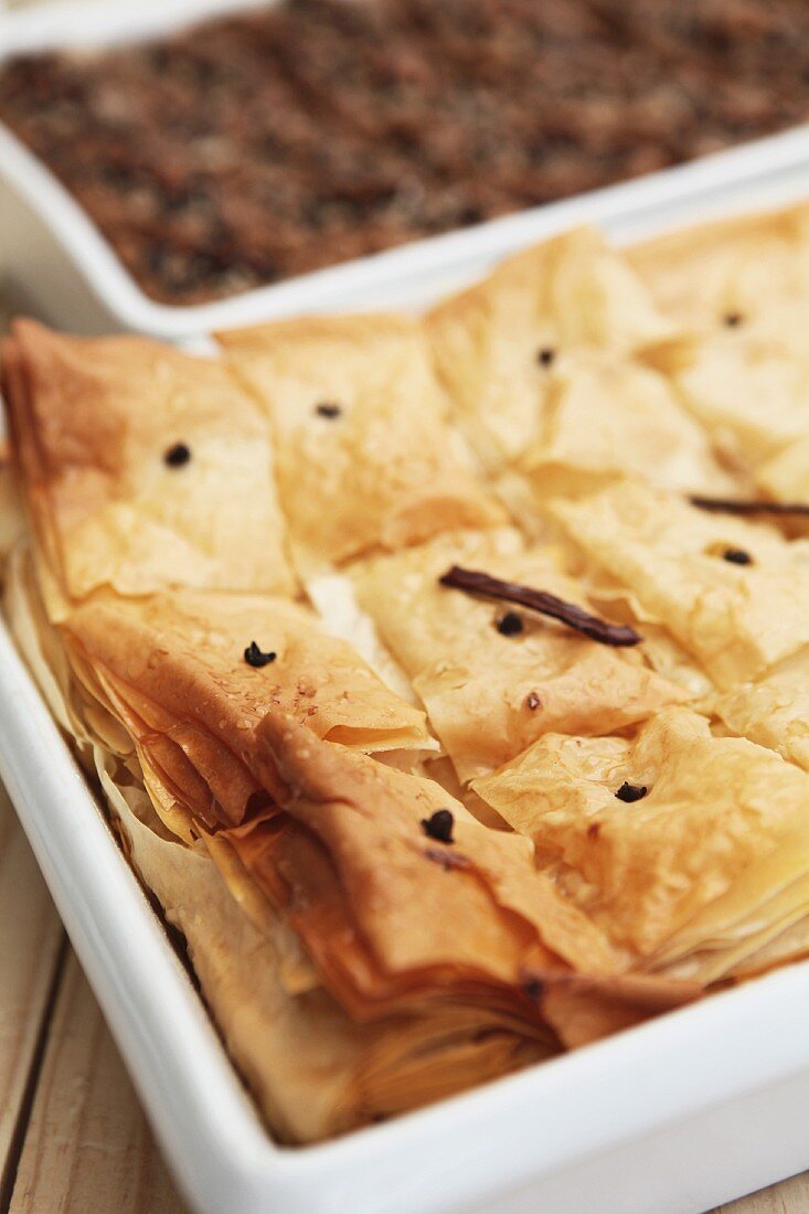 Galaktoboureko (puff pastry with semolina pudding, Greece)