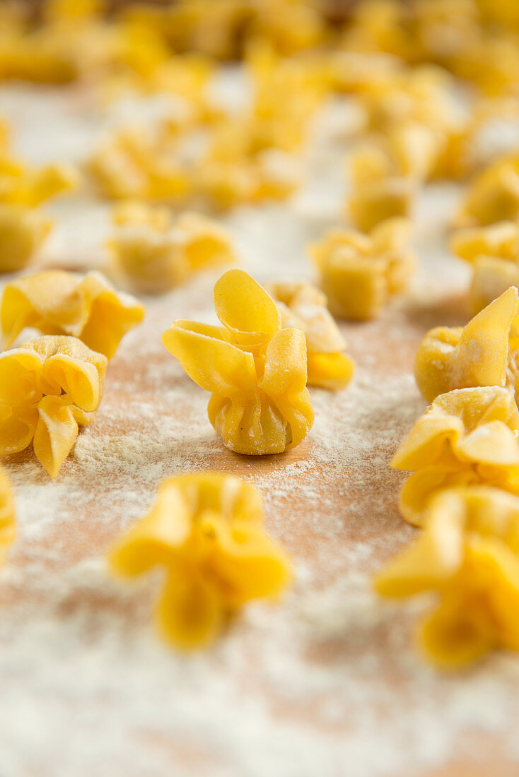 Homemade sacchettini filled with ricotta