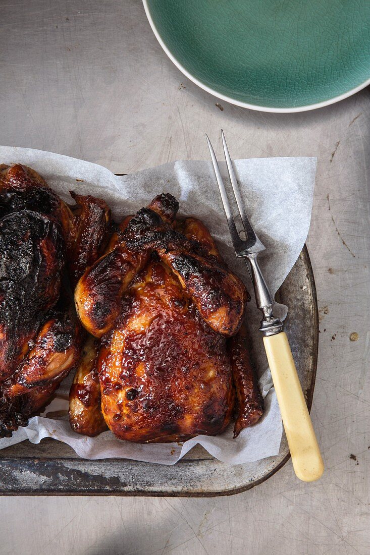Glazed roast chicken
