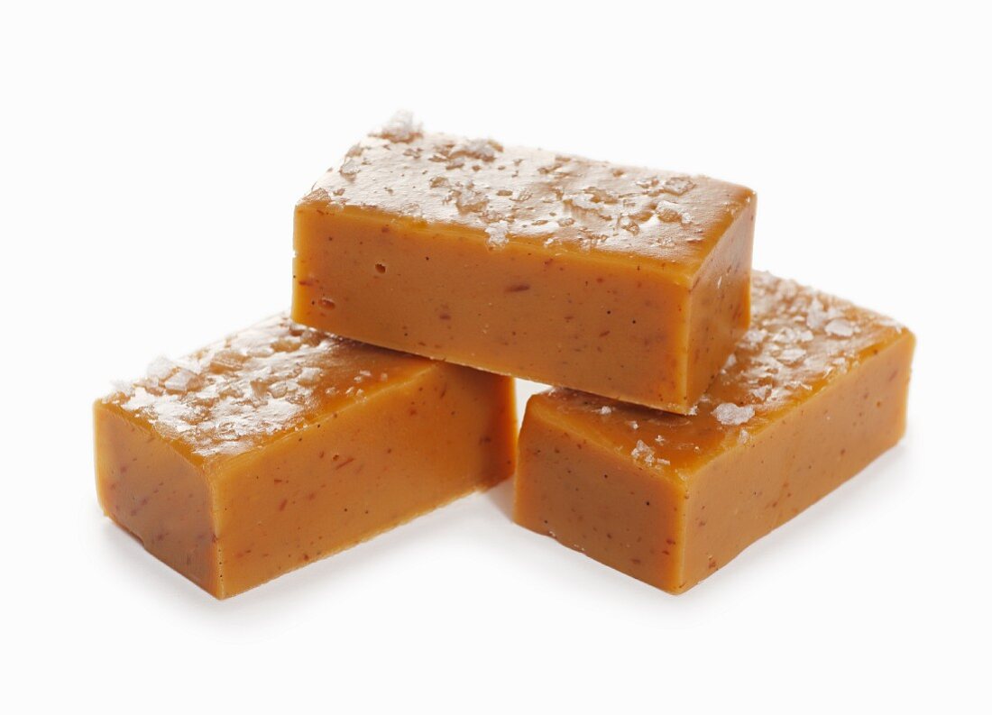 Three pieces of salted caramel