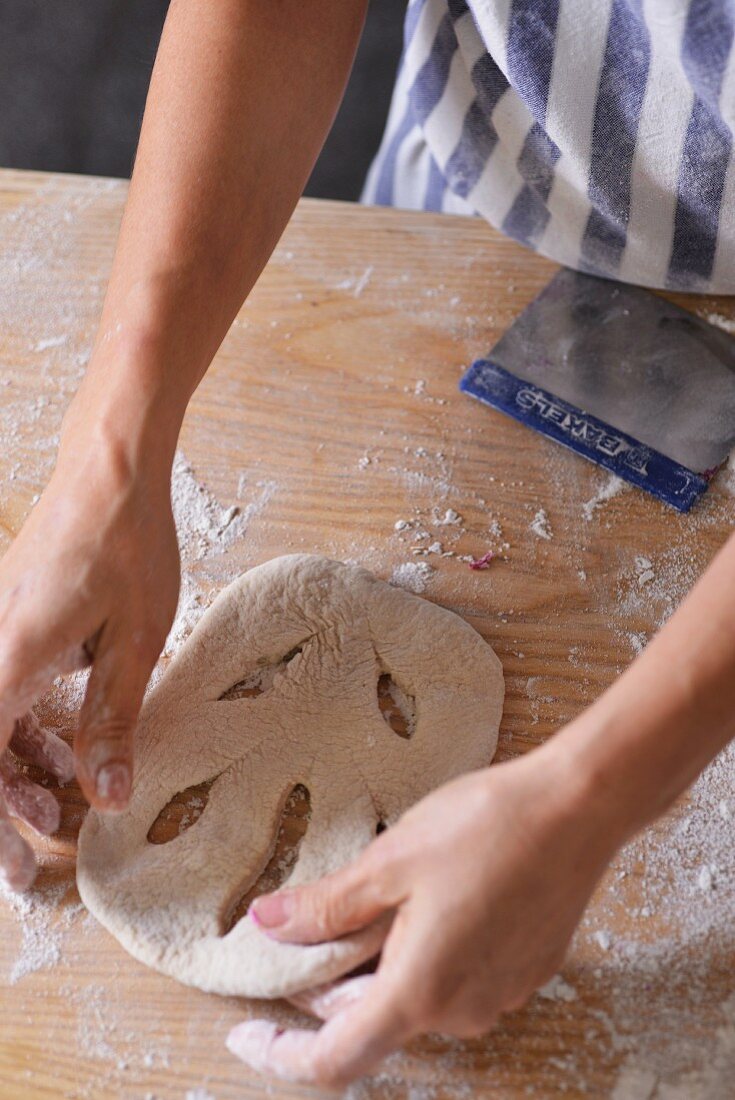 Fougasse being made