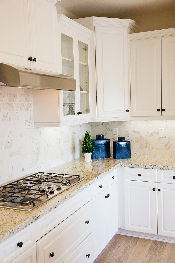 Kitchen with white cabinets