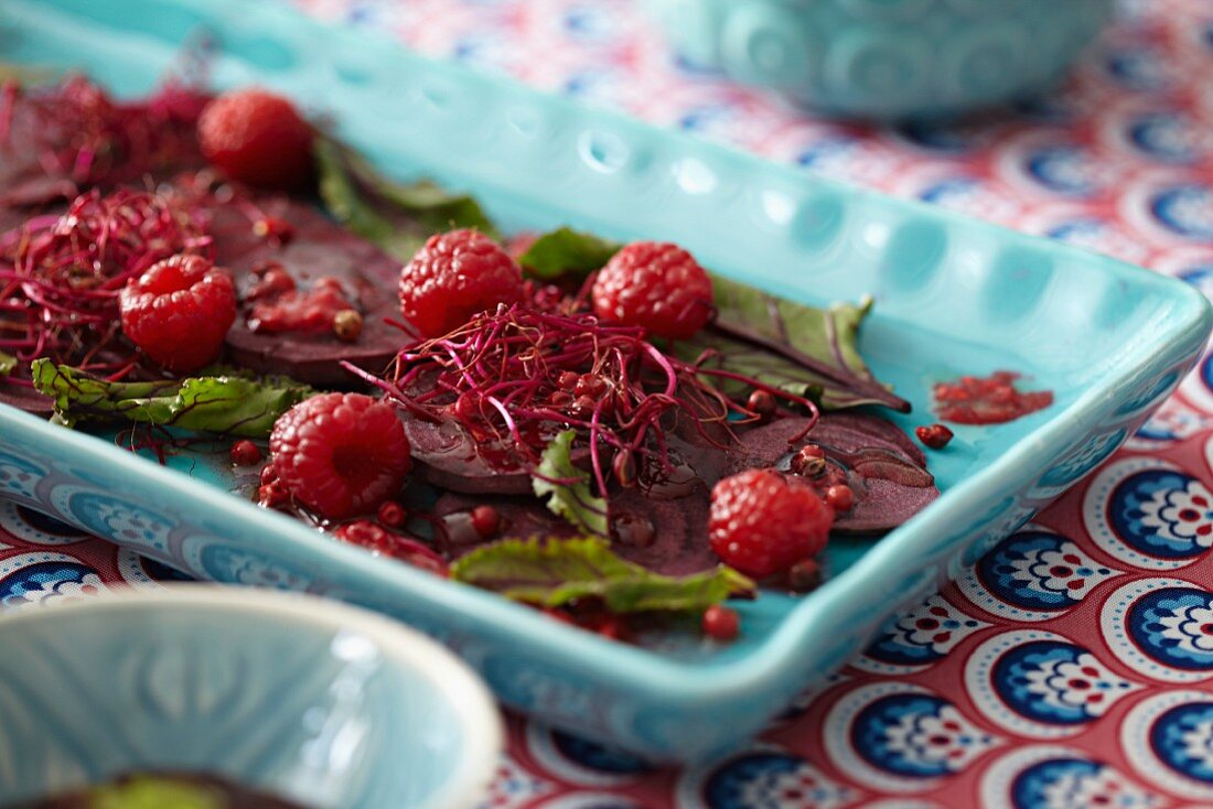 Beetroot salad with raspberries