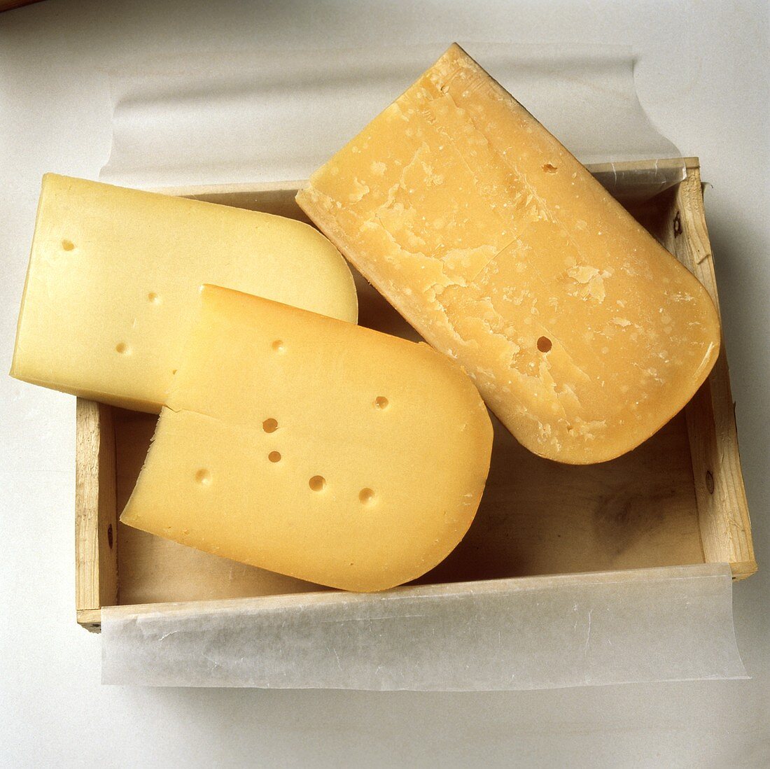Three Assorted Wedges of Gouda Cheese in a Box