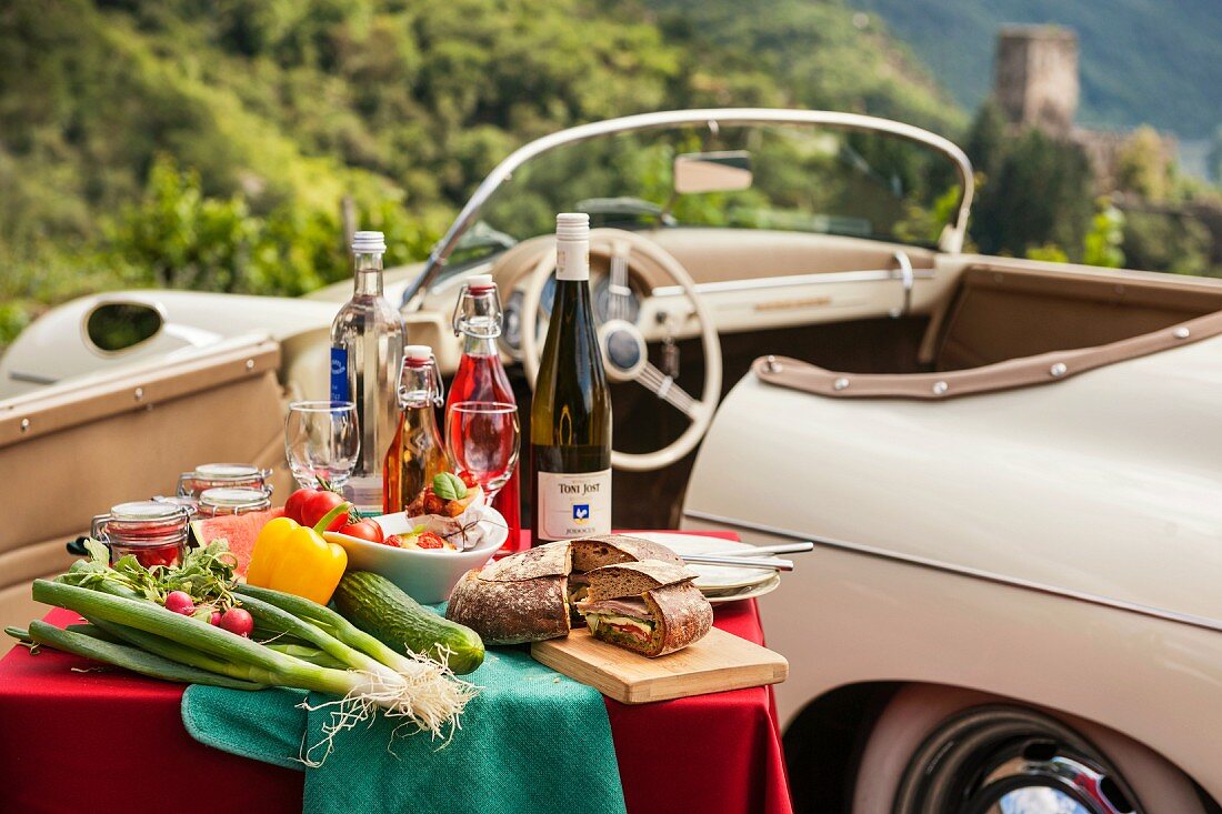 A picnic with a classic car