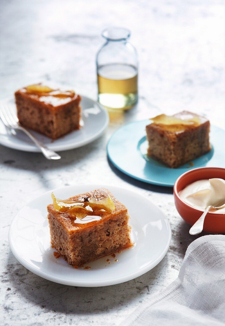 Walnut and semolina pegs with cinnamon syrup (Greece)