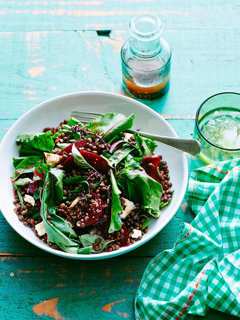 Salat aus Linsen, Roter Bete und Feta