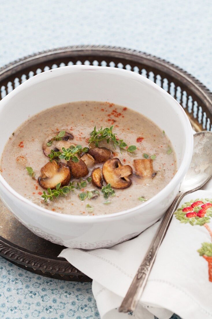 Wild mushroom soup with thyme