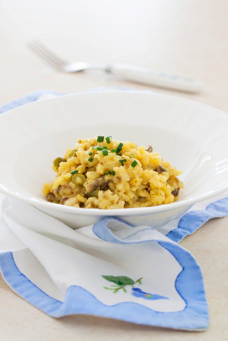 Mushroom risotto with coconut milk