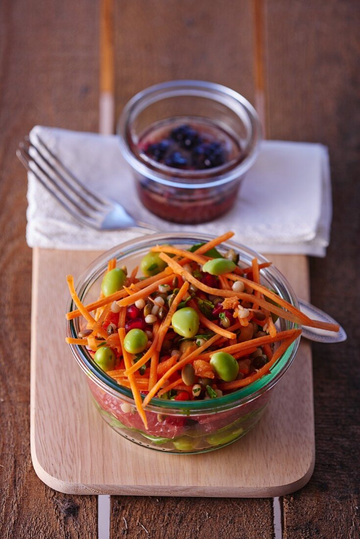 Carrot salad with beans and lentils
