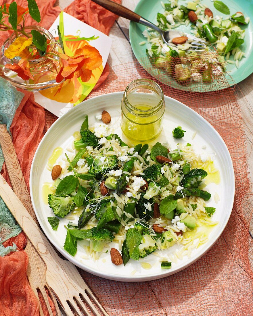 Warm risoni and vegetable salad