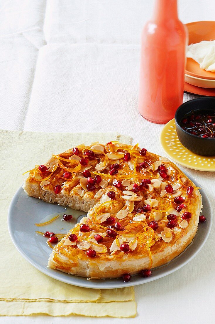 Almond cake with pomegranate syrup