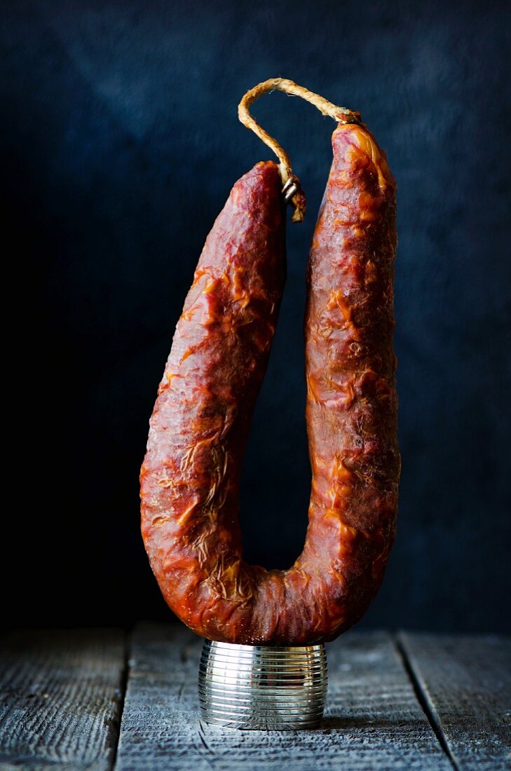 A whole smoked salami from Sardinia