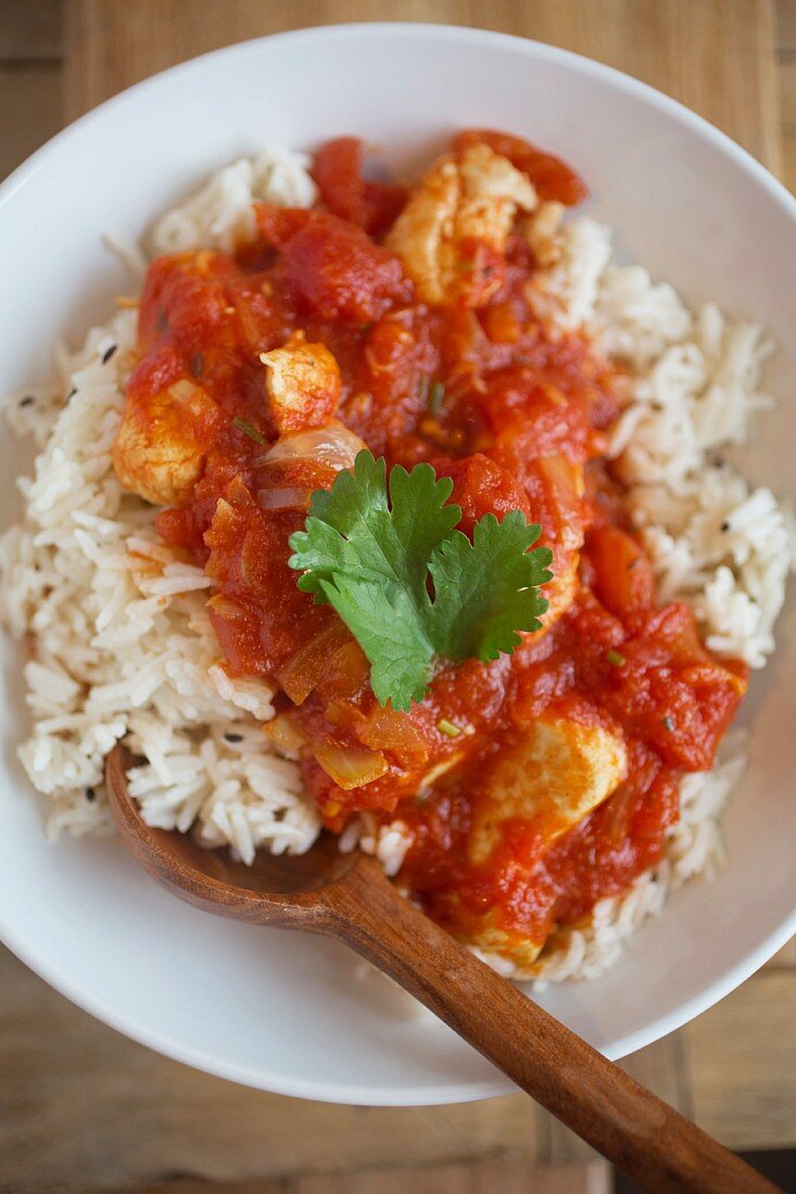 Chicken curry with basmati rice (India)