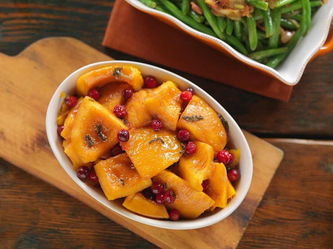 Roasted pumpkin with cranberries