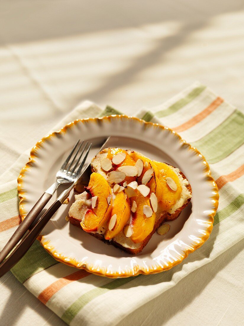 Peach and almond crostino