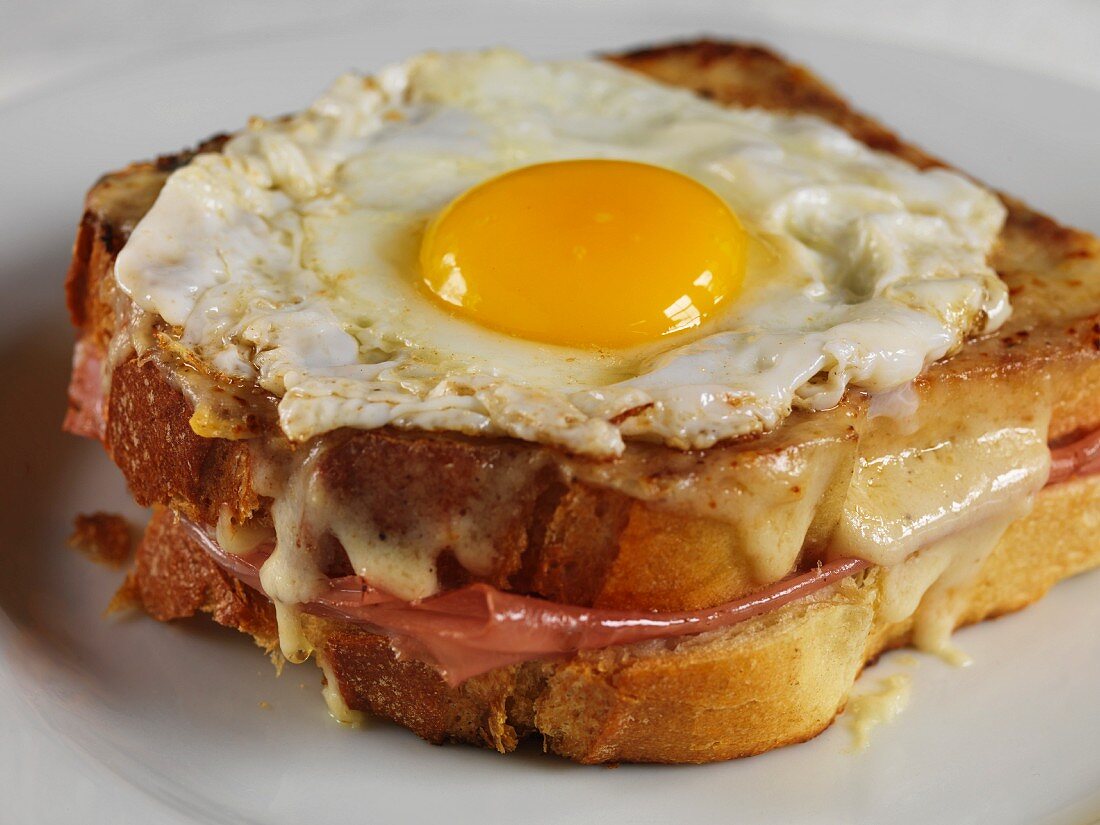 Croque Madame (toasted ham and cheese sandwich with egg)