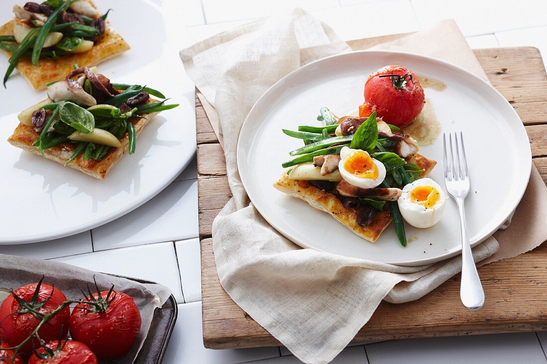 Nicoise tart with barbecued fish