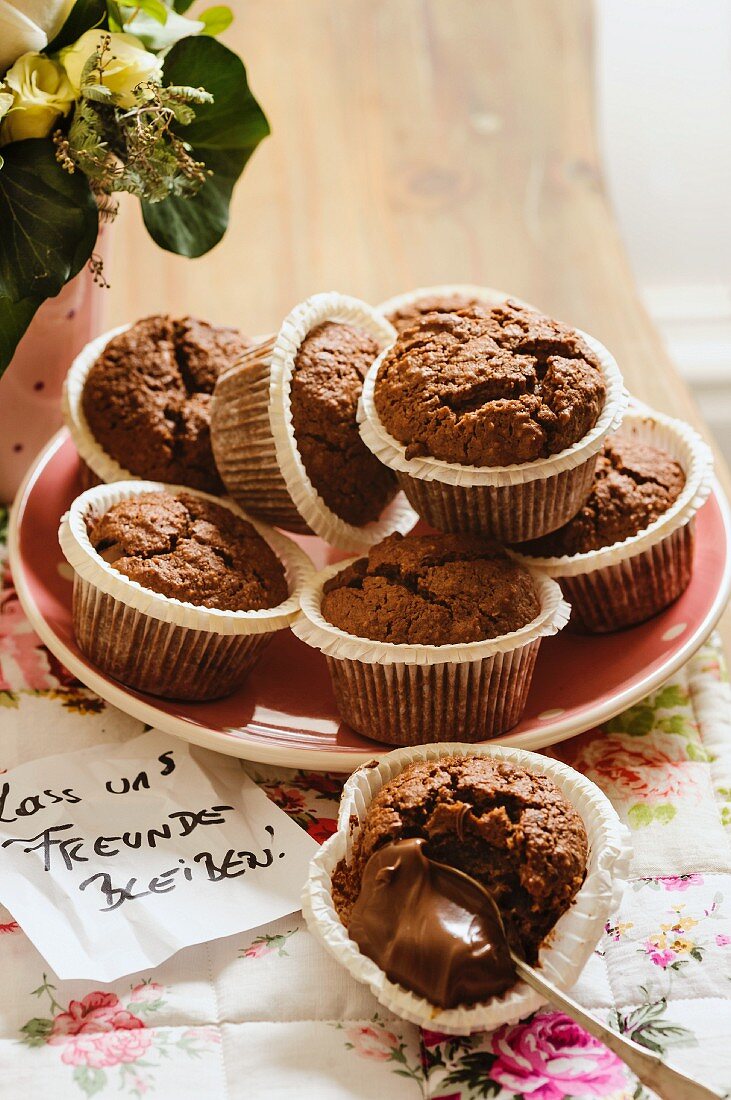 Gefüllte Brownie-Muffins