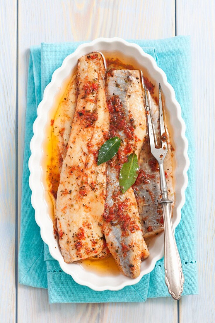 Marinated herring with dried tomato pesto